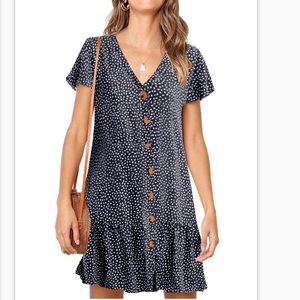 Navy Blue Polkadot Dress